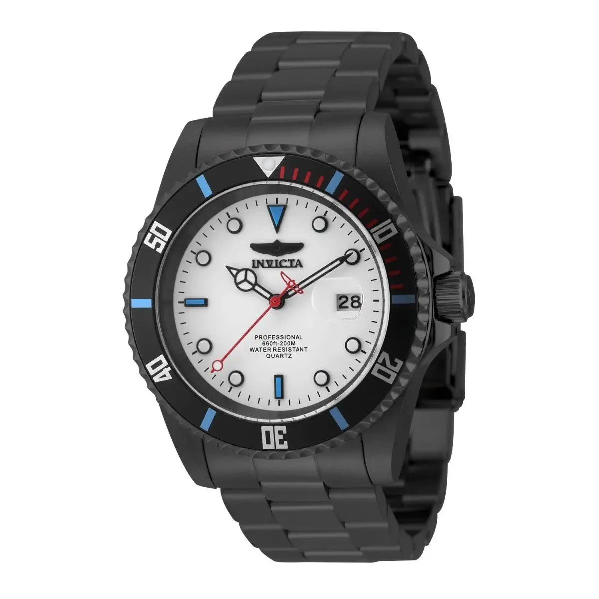 Pro Diver Vectide Watch Date 200m White Dial Black SS 42mm 50530 by Invicta