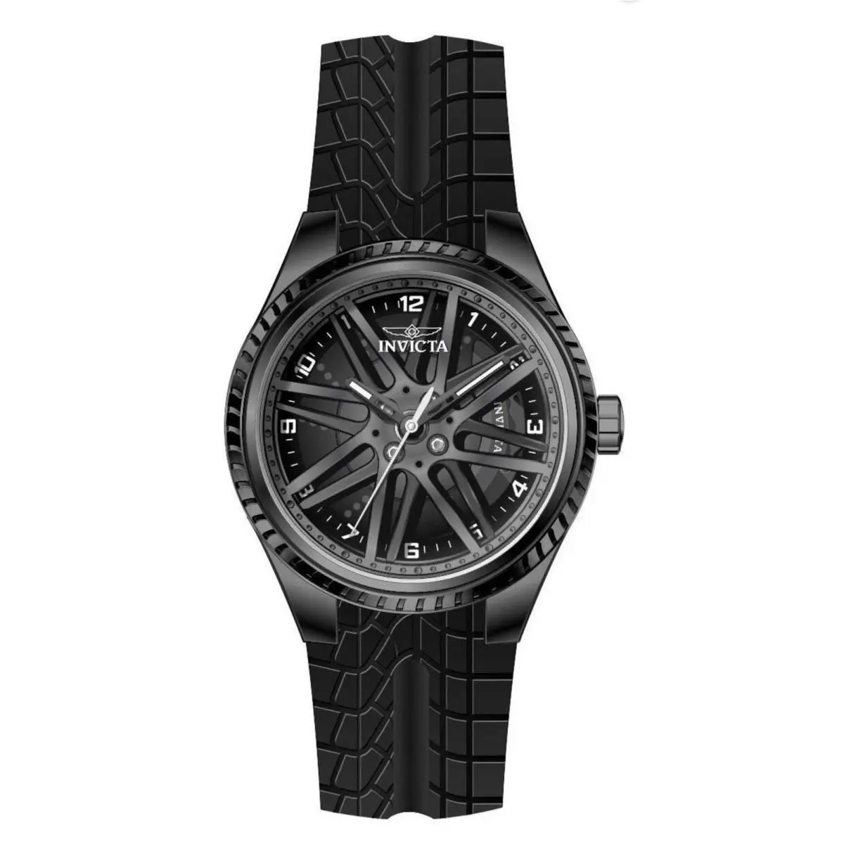Invicta Racing Rim Spinning Wheel Dial Tire Tread Strap Mens Watch 50757