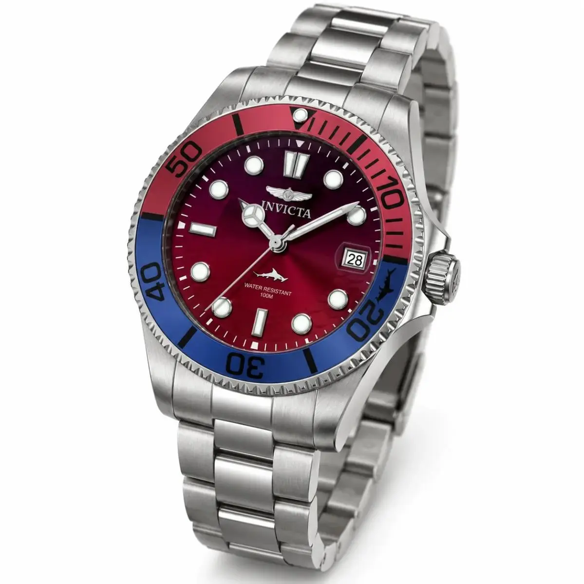 Pro Diver Women`s Watch 34mm Red Blue Dial Stainless Steel 50928 by Invicta