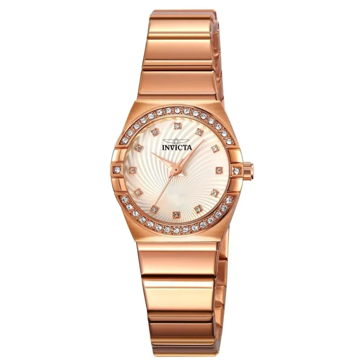70260- Invicta Angel Lady 27.8mm Rose Gold Tone Case White Metal Dial Rose Gold