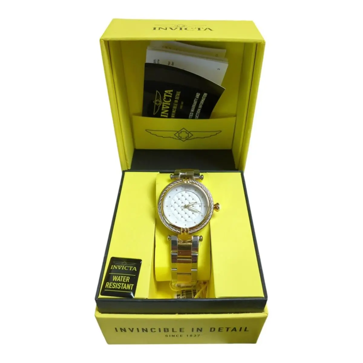 Women`s Bolt Quartz Stainless Steel Watch White Dial Gold/silver by Invicta
