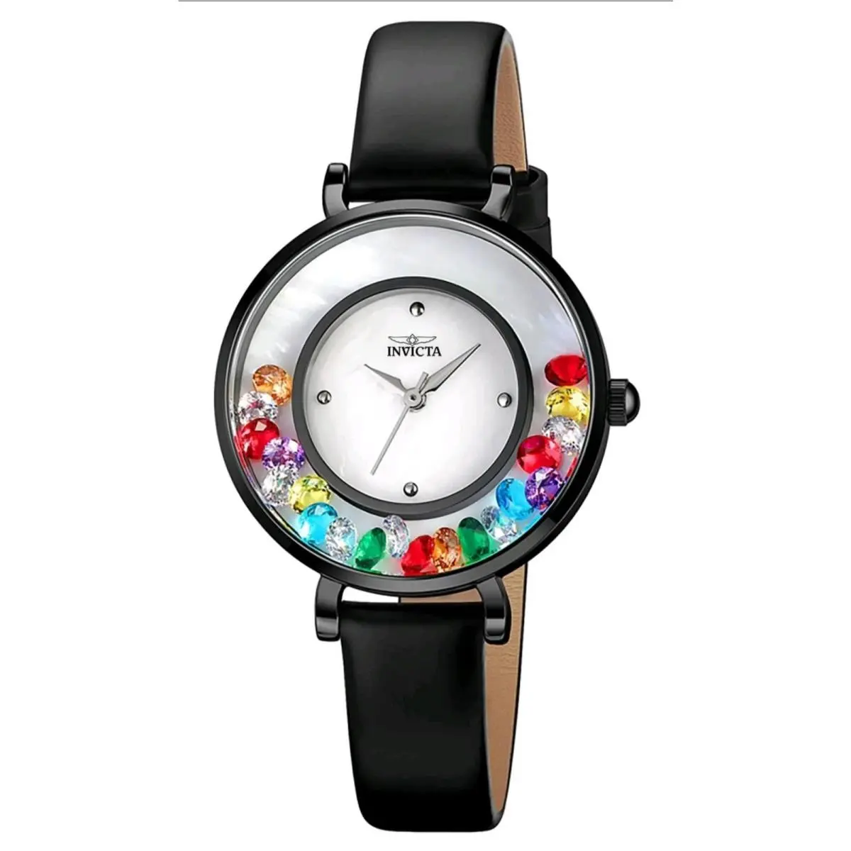 70346- Invicta Celestial Lady 33mm Black Tone Case Black+white Metal Dial Black