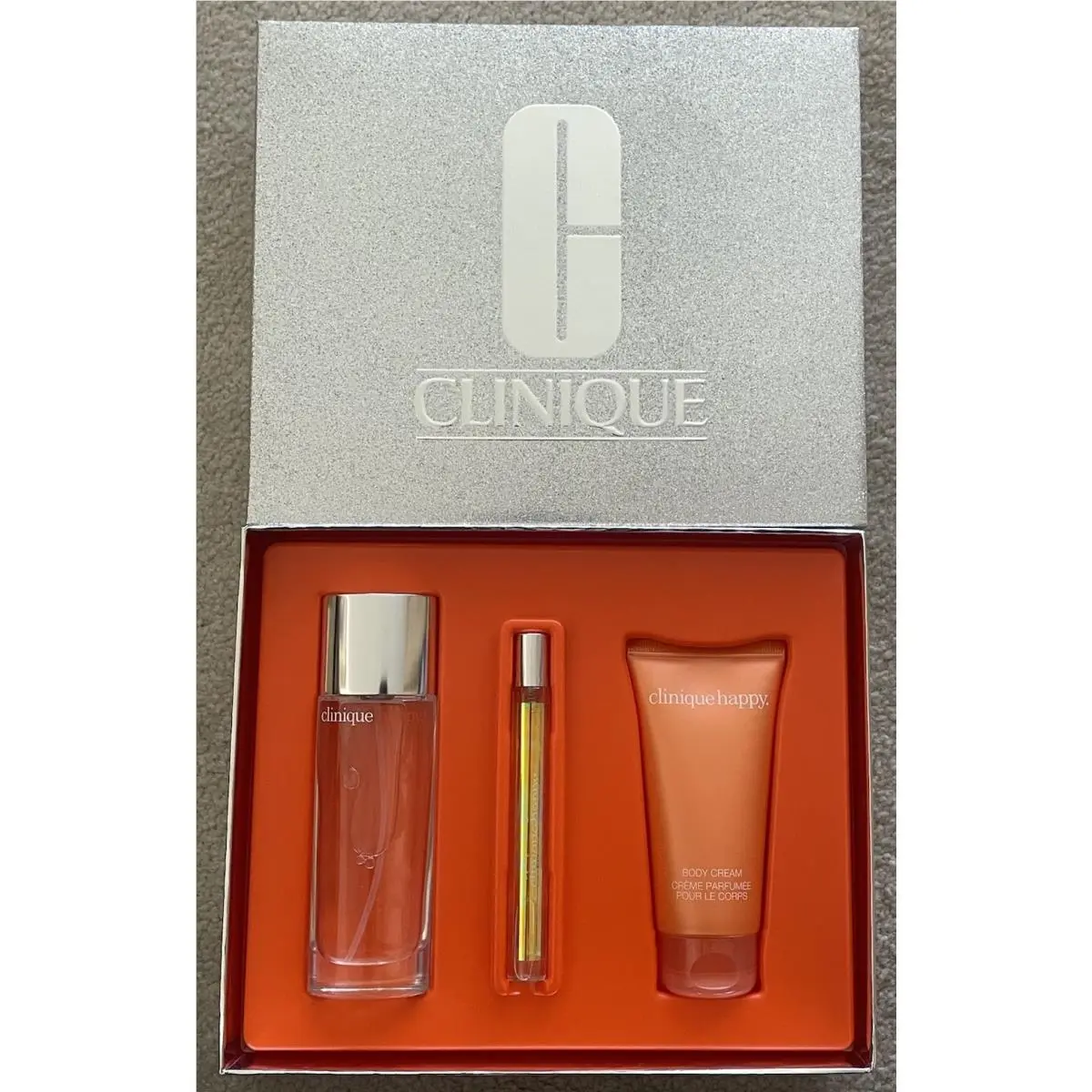Clinique Happy 3pc Gift Set Perfume Spray Lotion Mini Women