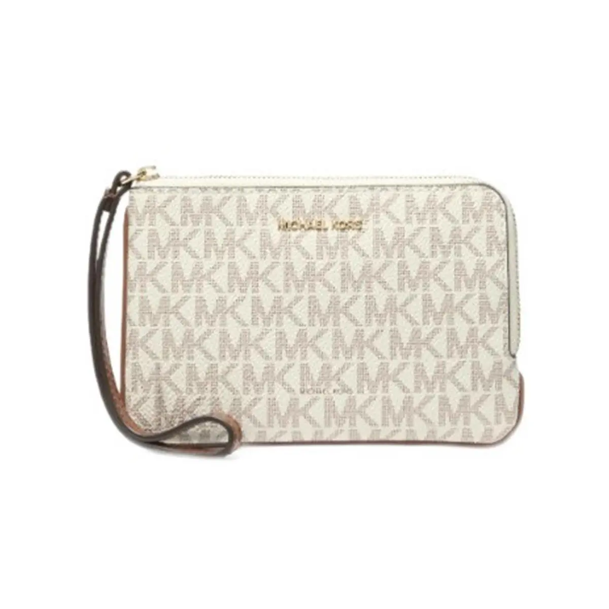 Michael Kors Outlet Jet Set Travel Small Signature Logo Wristlet 35F6GTVW1B-149 - Exterior: Vanilla, Hardware: Gold