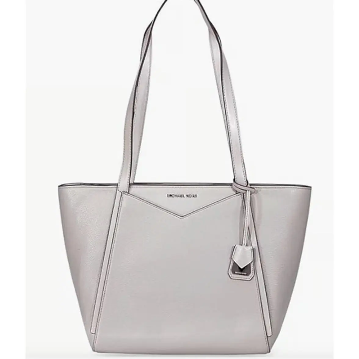 Whitney Small Pebbled Leather Tote Bag Pearl Grey by Michael Kors