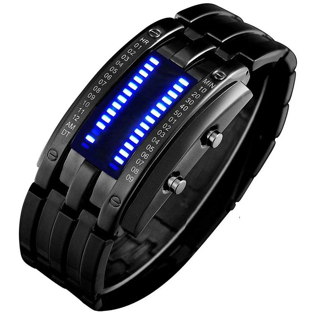 Creative Binary Matrix Blue Led Digital Waterproof Watch 30 mm Black by Fanmis