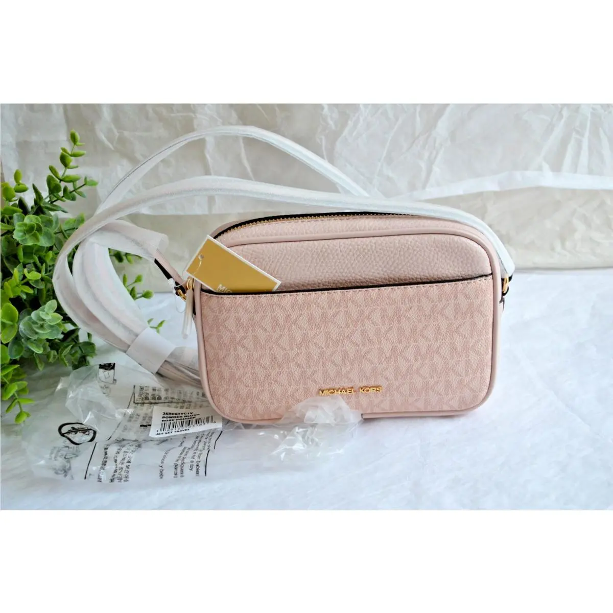 Jst Small Power Blush Pebble Leather Camera Crossbody Bag by Michael Kors
