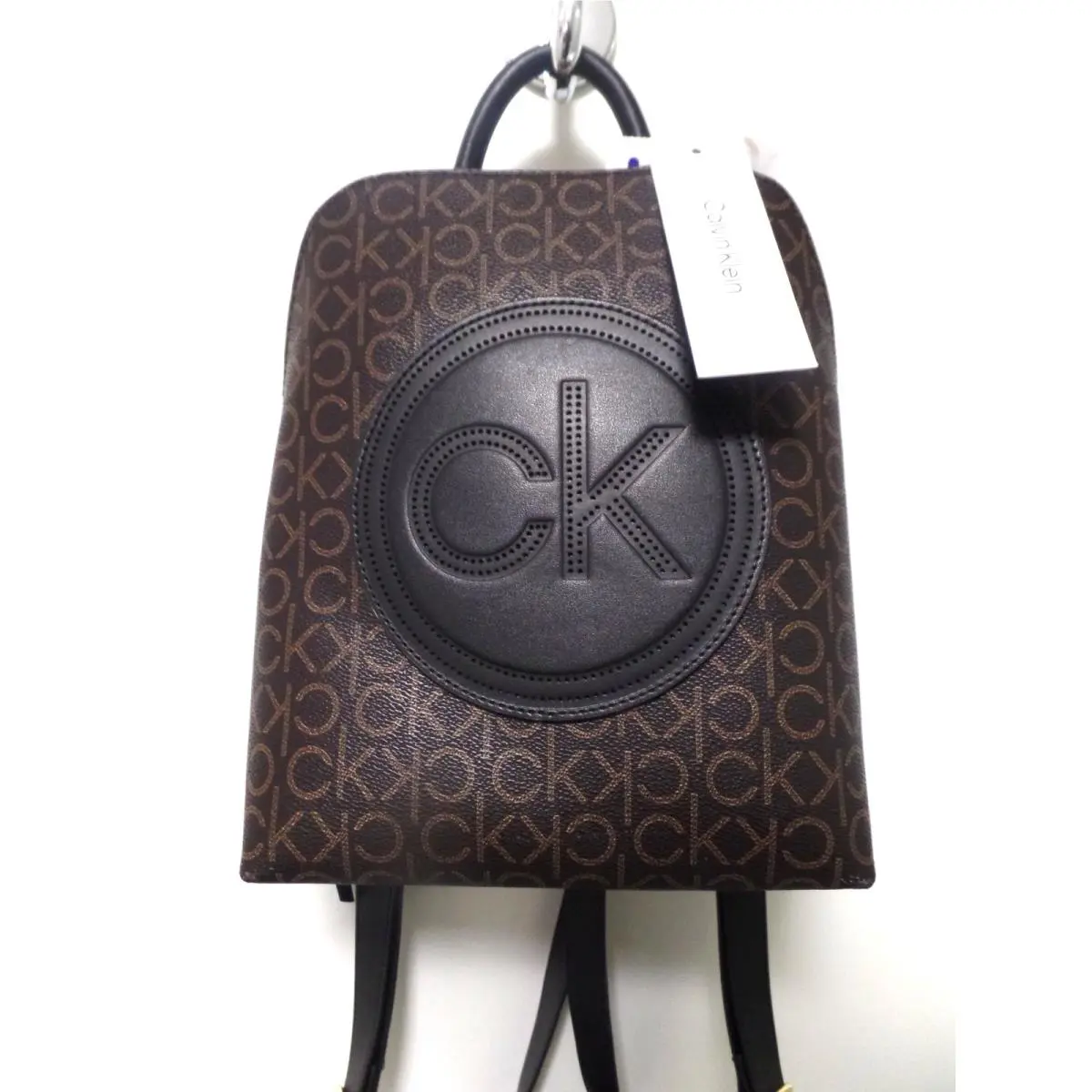 Backpack Style Handbag Brown Black CK Signature Logo Med by Calvin Klein