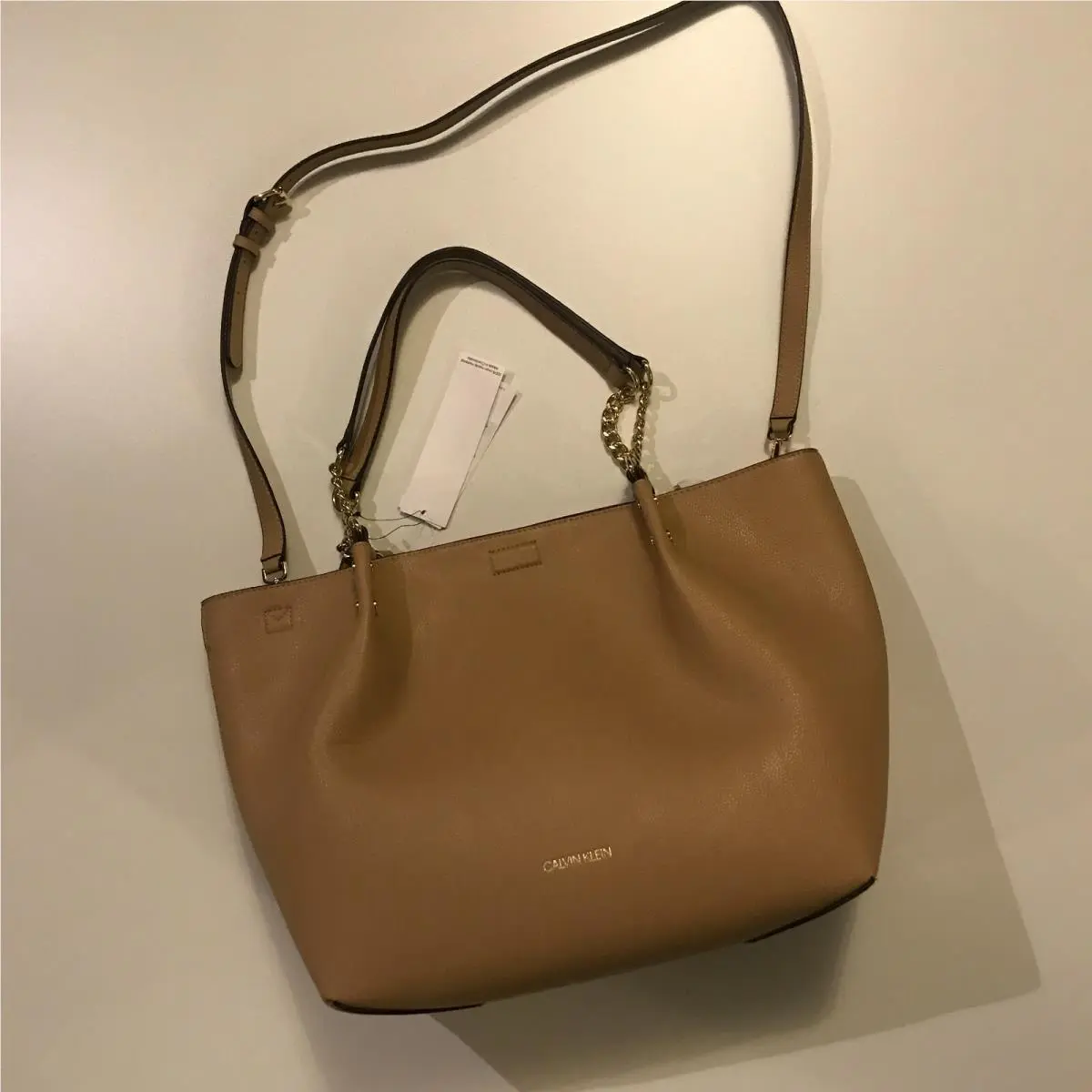 Reversible Pebble Tote with Shoulder Strap and Pouch by Calvin Klein