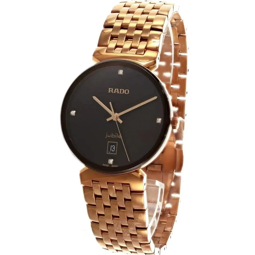 Rado Florence Quartz 38mm Black Diamond Dial Rose Gold Men`s Watch R48916703