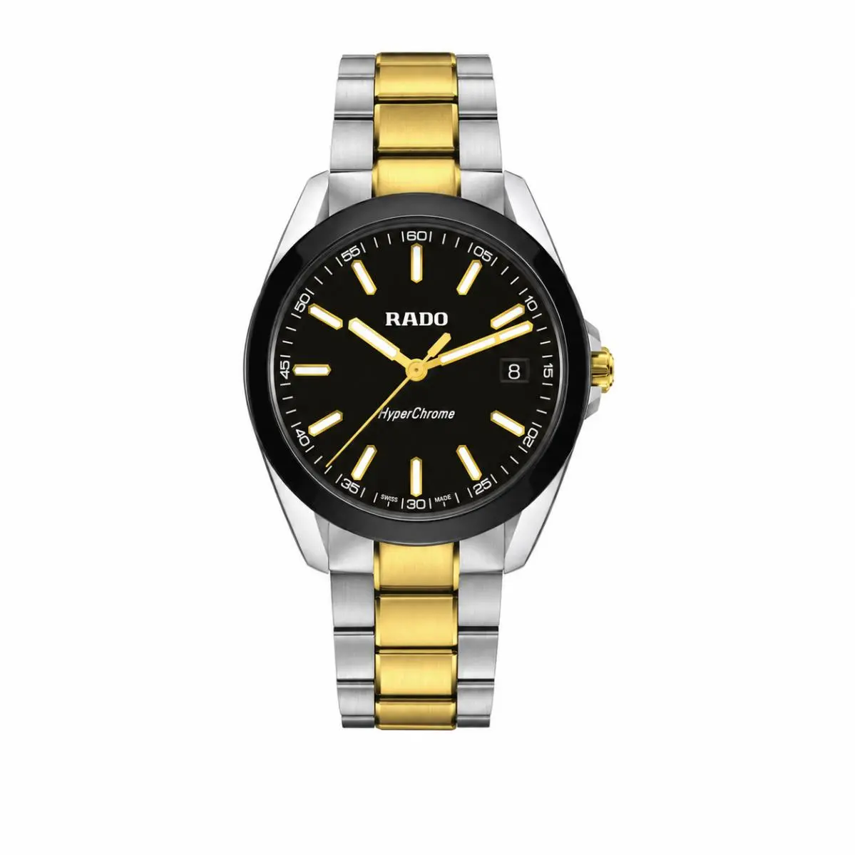 Hyperchrome R32280153 Black Lacquered Dial Two-toned Band by Rado