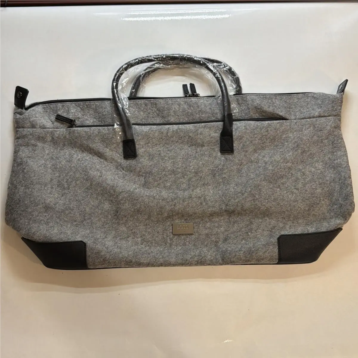 Parfums Gray Felt Weekender Duffle Bag by Hugo Boss