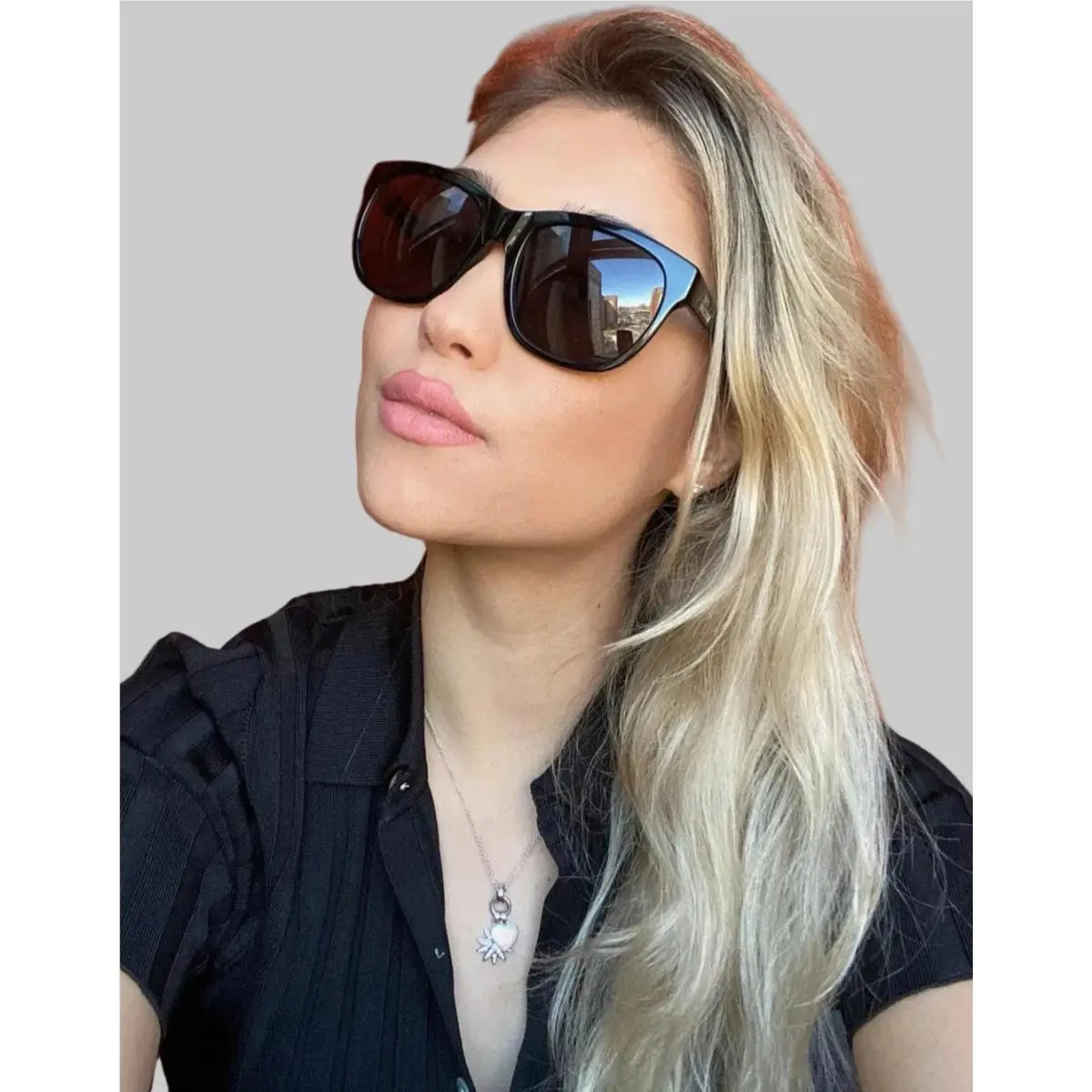 Love  ML 563S 01 Black Oversized 56mm Women`s Sunglasses Italy by Moschino