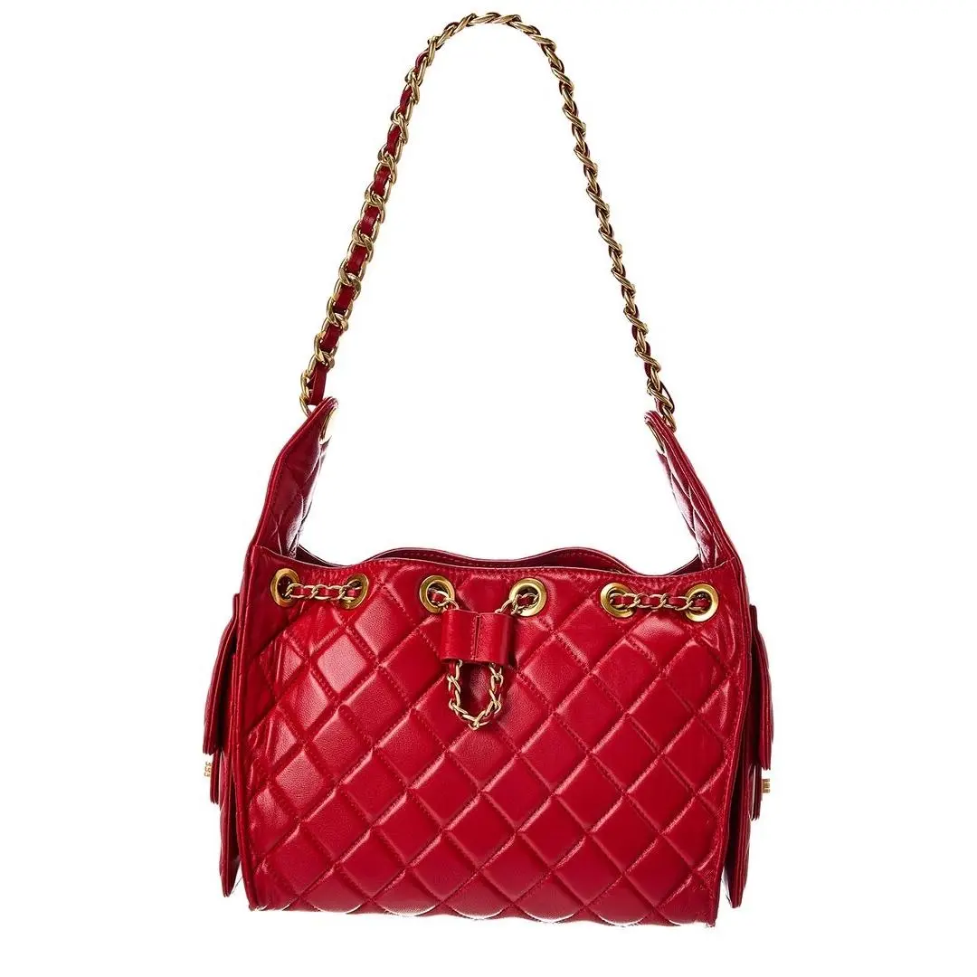 Tiffany Fred Paris Quilted Leather Shoulder Bag Women`s Red by Louis Vuitton