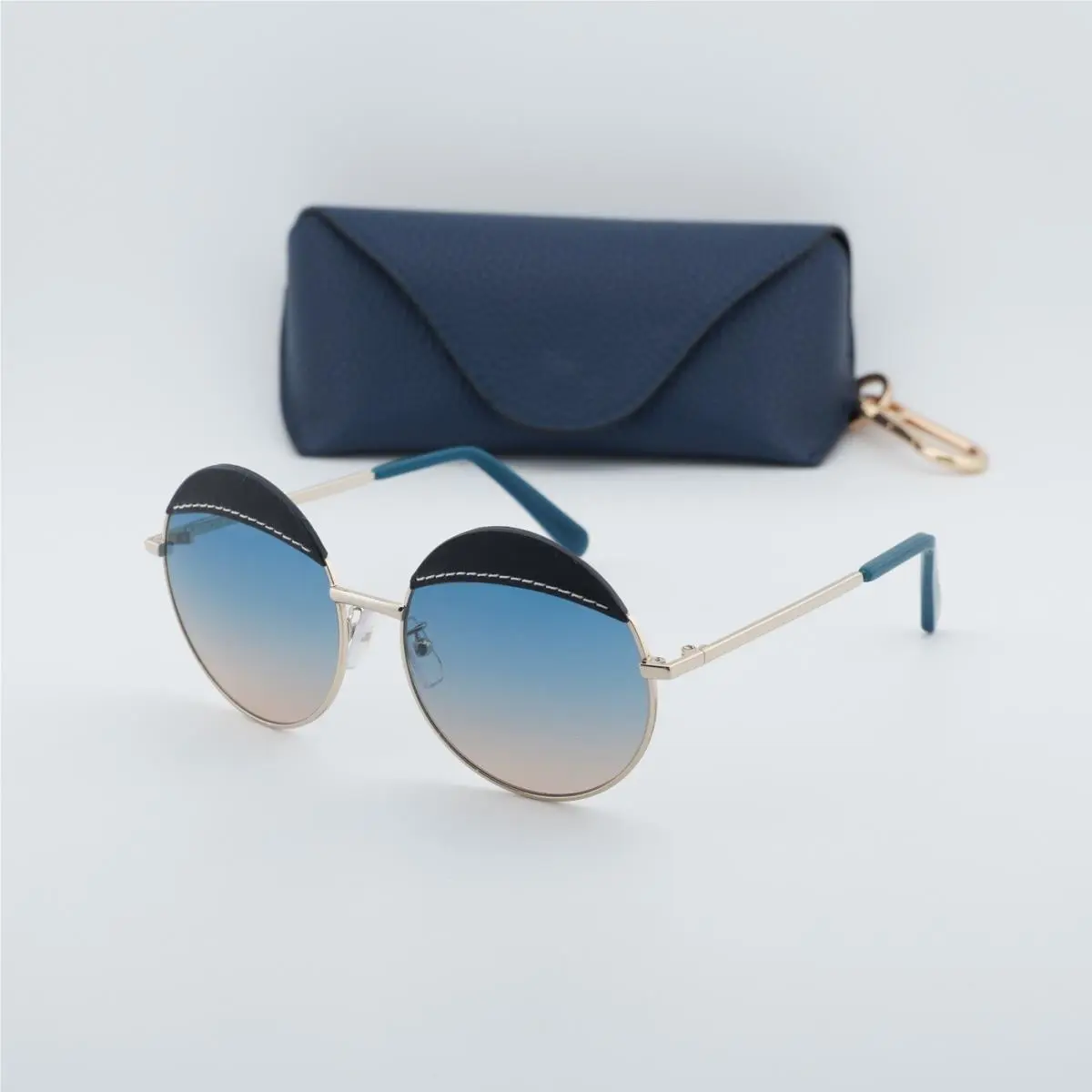 Loewe LW40007U 33W Gold/blue Leather/gradient Blue 58-17-140 Sunglasses