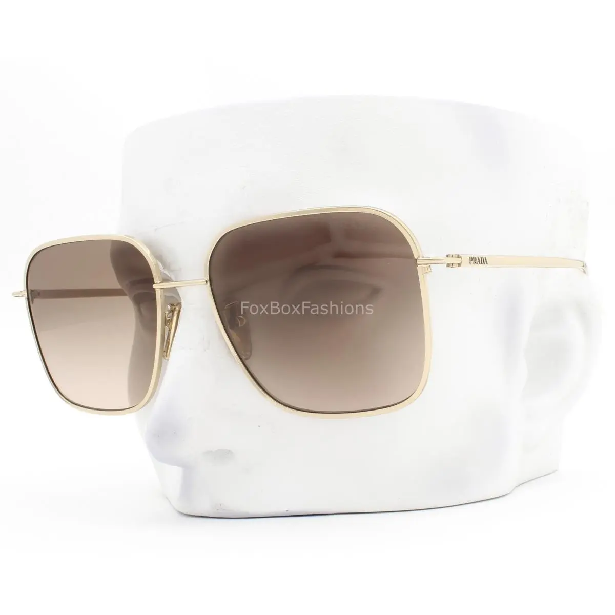Sunglasses Shiny Pale Gold Metal Brown Gradient Spr C54D ZVN-50T with Case by Prada