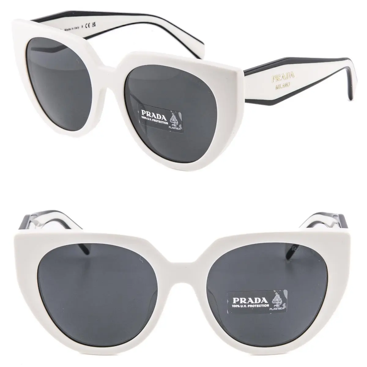Symbole Black White Color Block Triangle PR14WSF 14W Fashion Sunglass 14WS by Prada