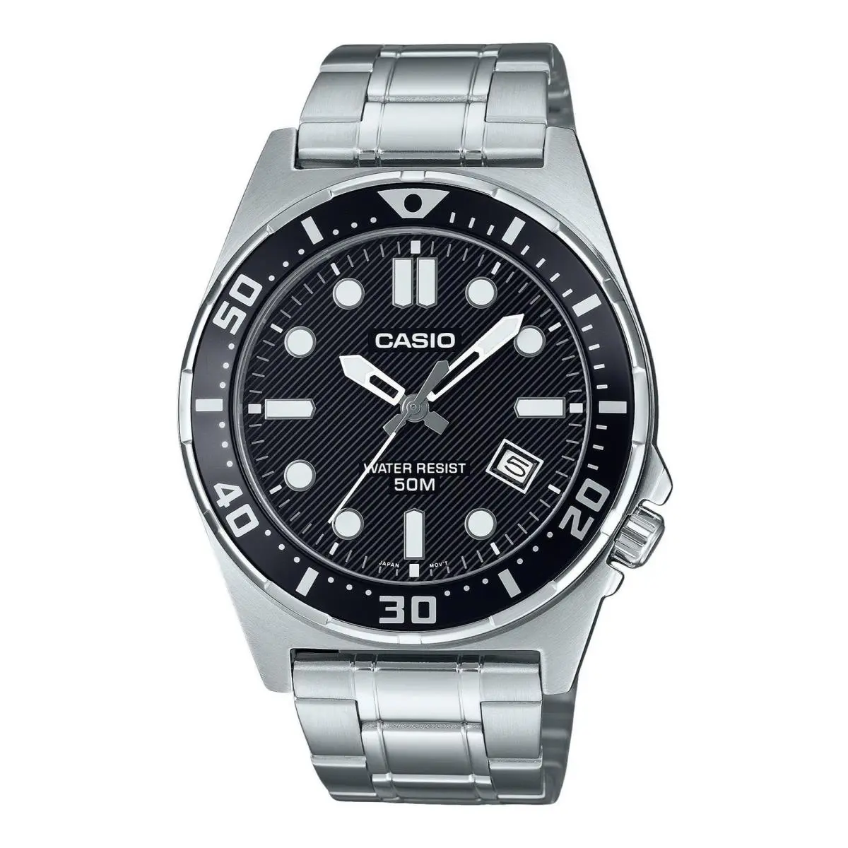 Standard Analog Stainless Steel Black Dial Quartz MTD-135D-1AV Men`s Watch by Casio
