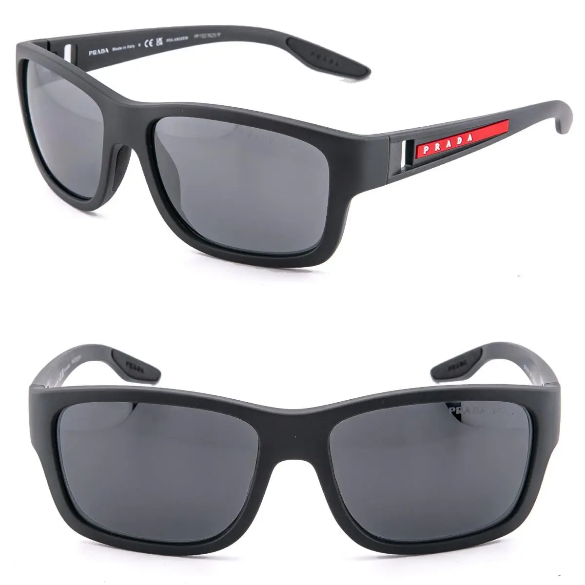Prada 01W Linea Rossa Sport Sunglasses Gray Pilot Wrap Polarized PS01WS