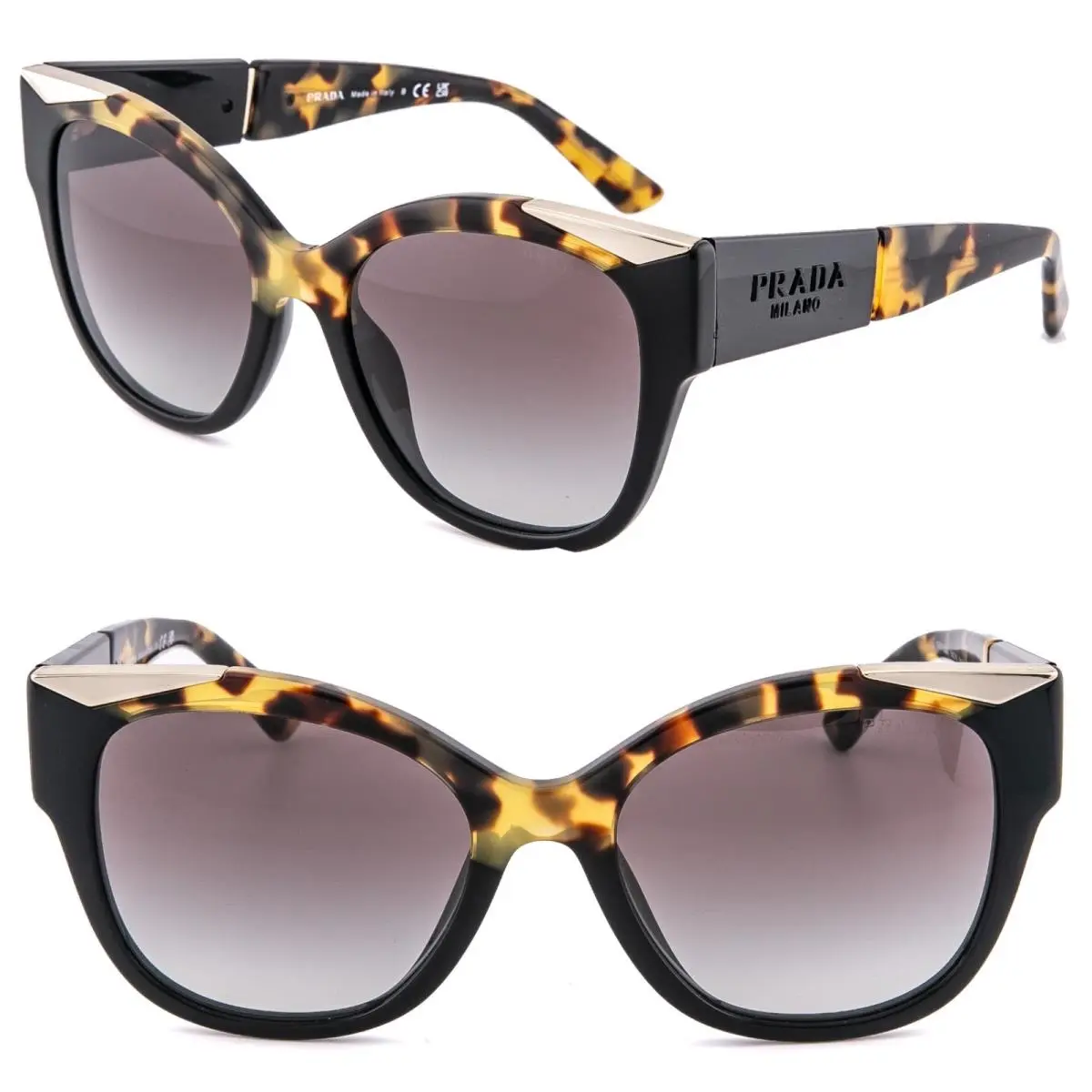 Symbole Black Havana Gold Triangle PR02WS 02W Logo Fashion Sunglass 02WS by Prada