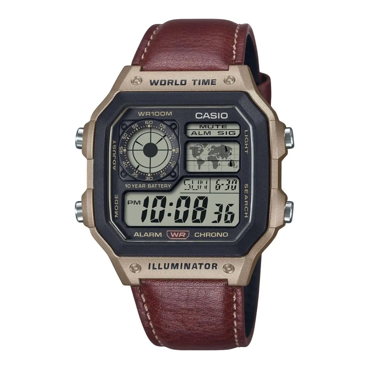 Standard Grey Dial Quartz Casual 100M AE-1200WHL-5AV Men`s Watch by Casio