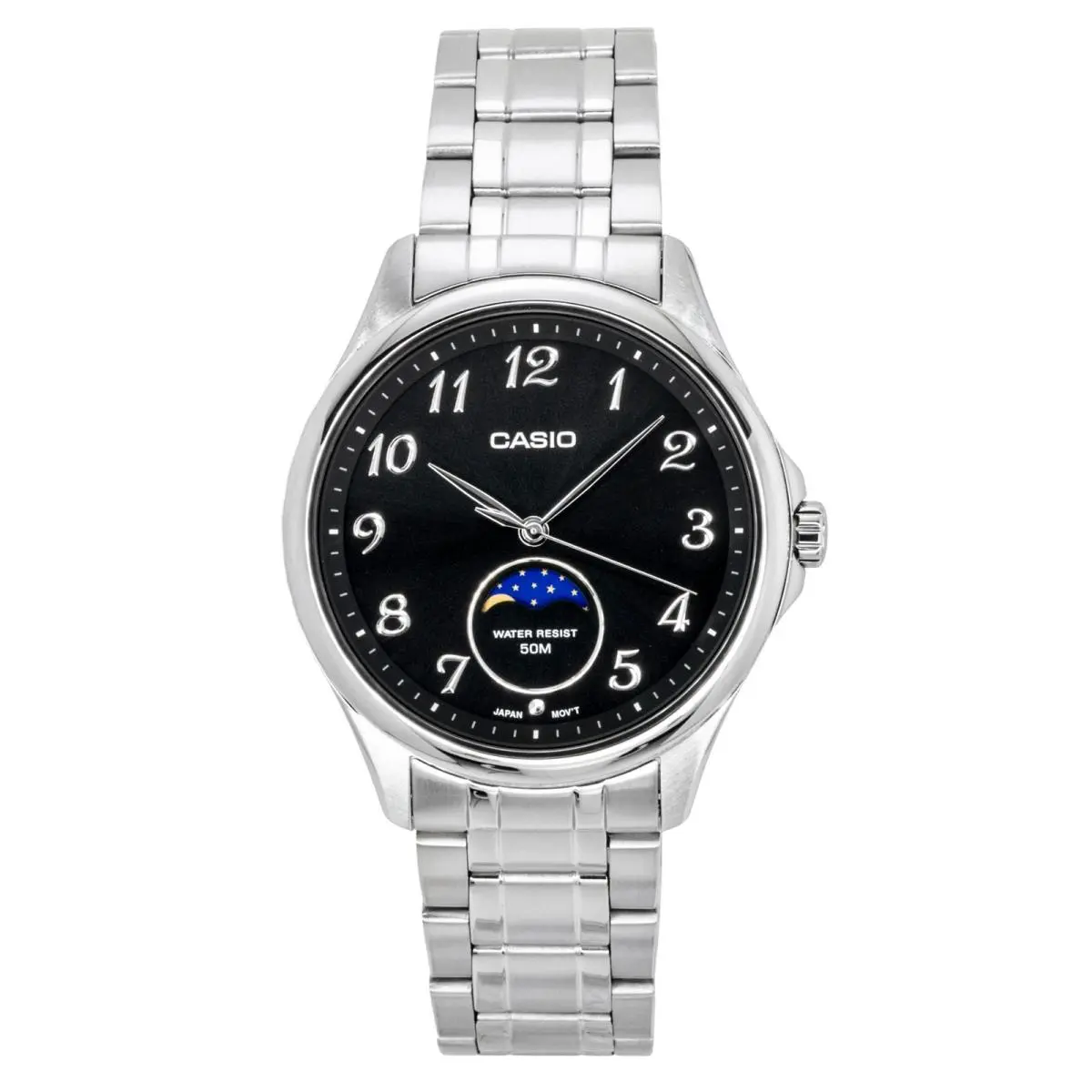 Casio Standard Analog Moon Phase Black Dial Quartz MTP-M110D-1AV Mens Watch