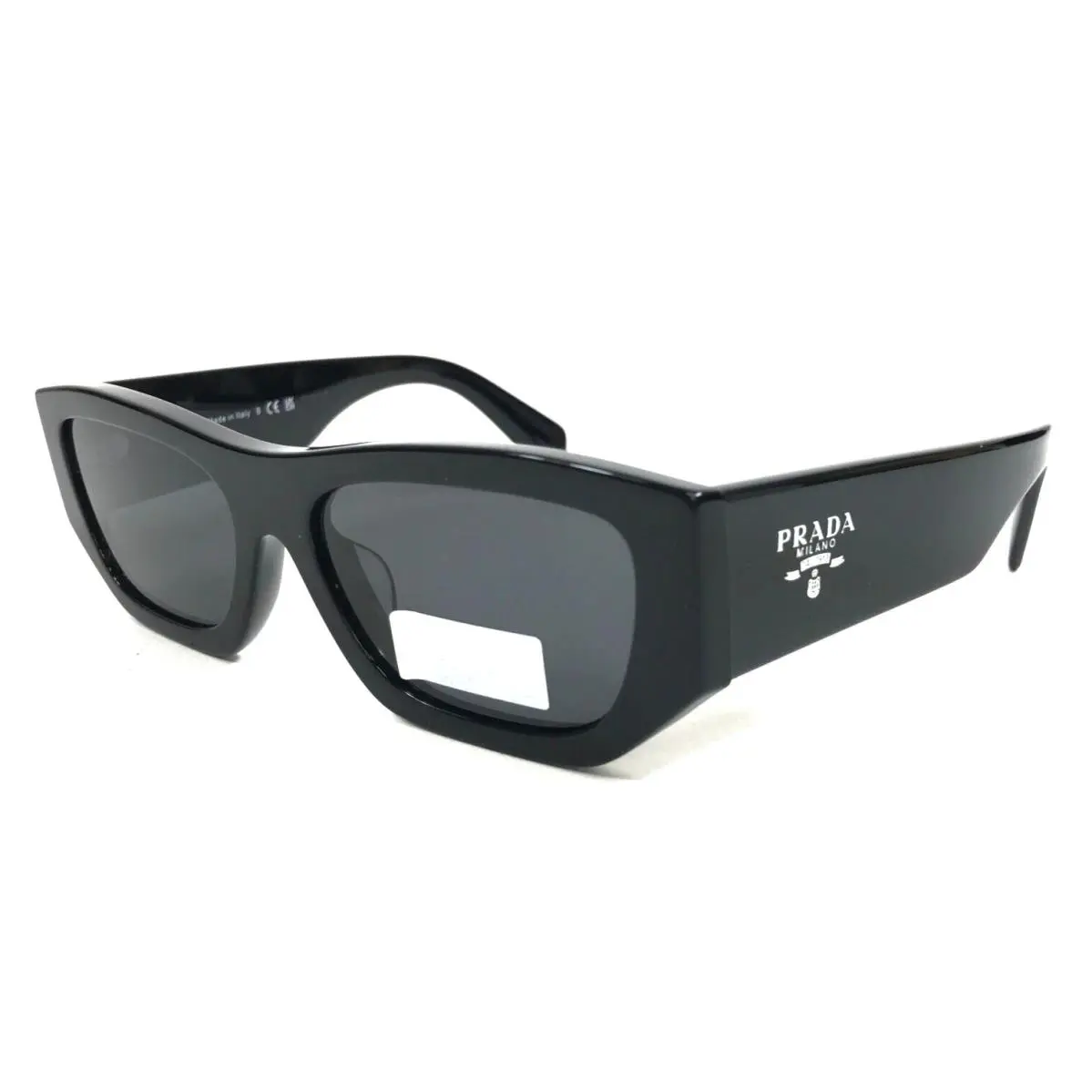 Sunglasses SPRA01-F 16K-08Z Shiny Black Asian Fit Frames Dark Grey Lenses by Prada