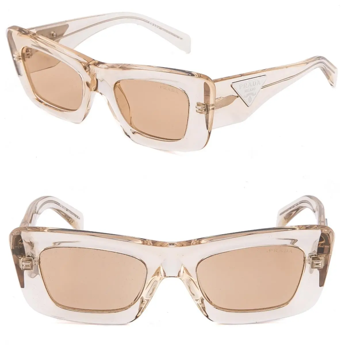 Symbole Crystal Baige Brown Geometric Triangle PR13ZS 13Z Sunglasses 13ZS by Prada