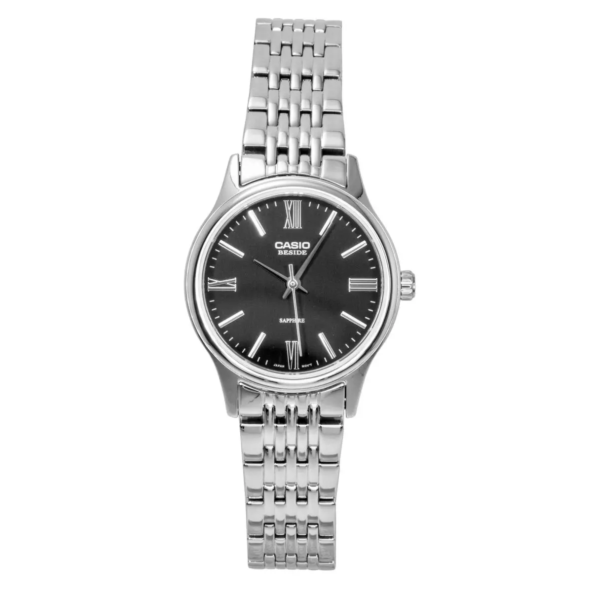 Beside Stainless Steel Black Dial Quartz BLS-100D-1AV Women`s Ladies Watch by Casio