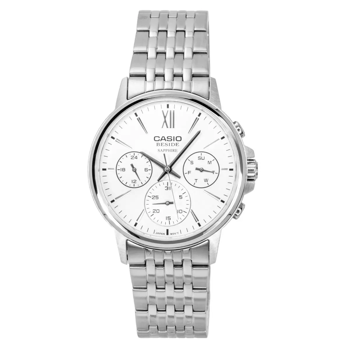 Casio Beside Analog Stainless Steel Silver Dial Quartz BMS-300D-7AV Men`s Watch