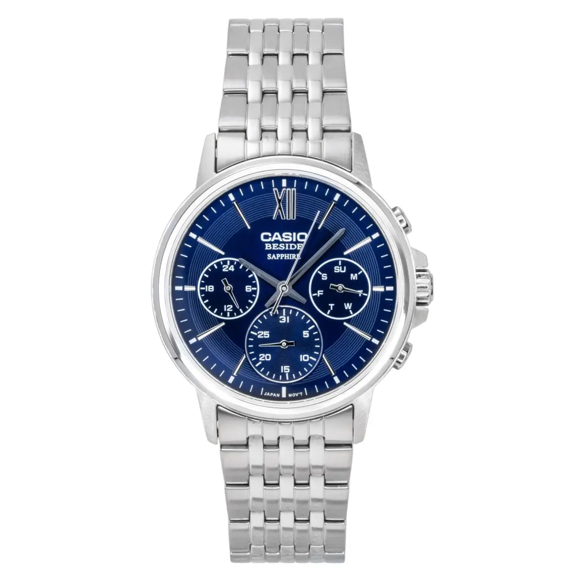 Casio Beside Analog Stainless Steel Blue Dial Quartz BMS-300D-2AV Men`s Watch
