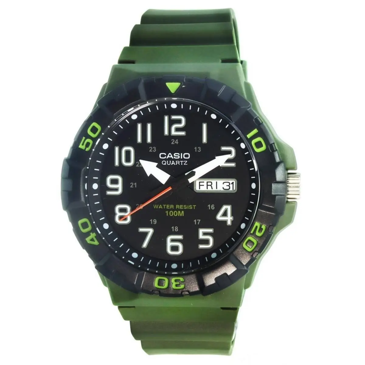 Analog Army Green Resin Band Black Dial Quartz MRW-210H-3A Men`s Watch by Casio