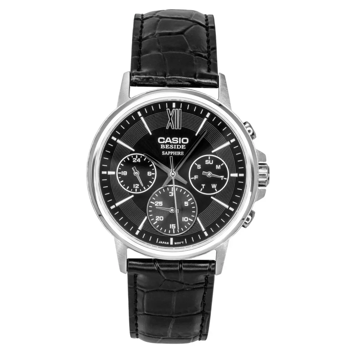 Casio Beside Analog Leather Strap Black Dial Quartz BMS-300L-1AV Men`s Watch