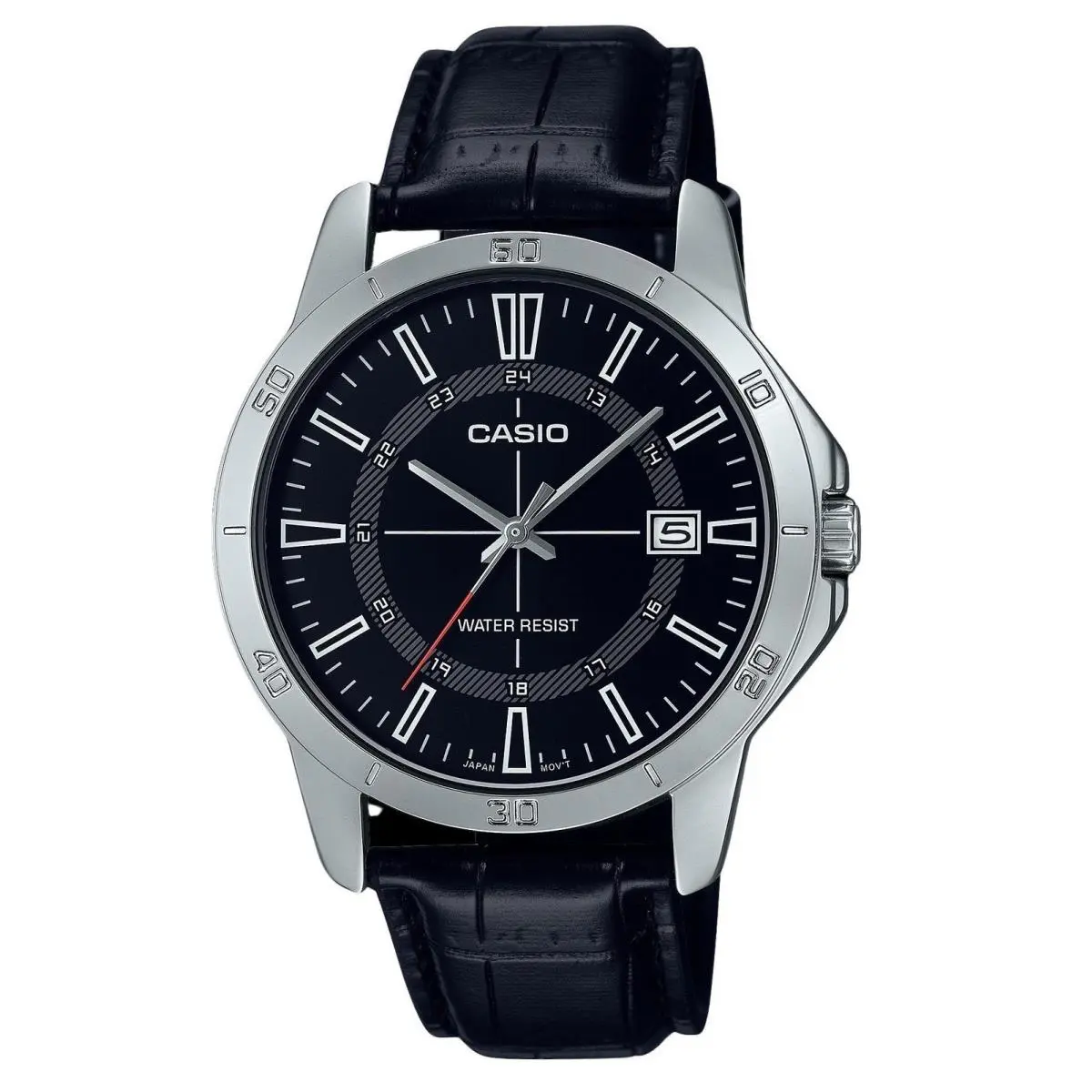 Standard Analog Leather Strap Black Dial Quartz MTP-V004L-1C Men`s Watch by Casio