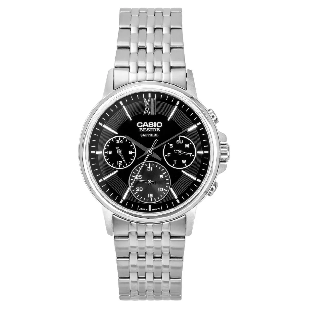 Casio Beside Analog Stainless Steel Black Dial Quartz BMS-300D-1AV Men`s Watch