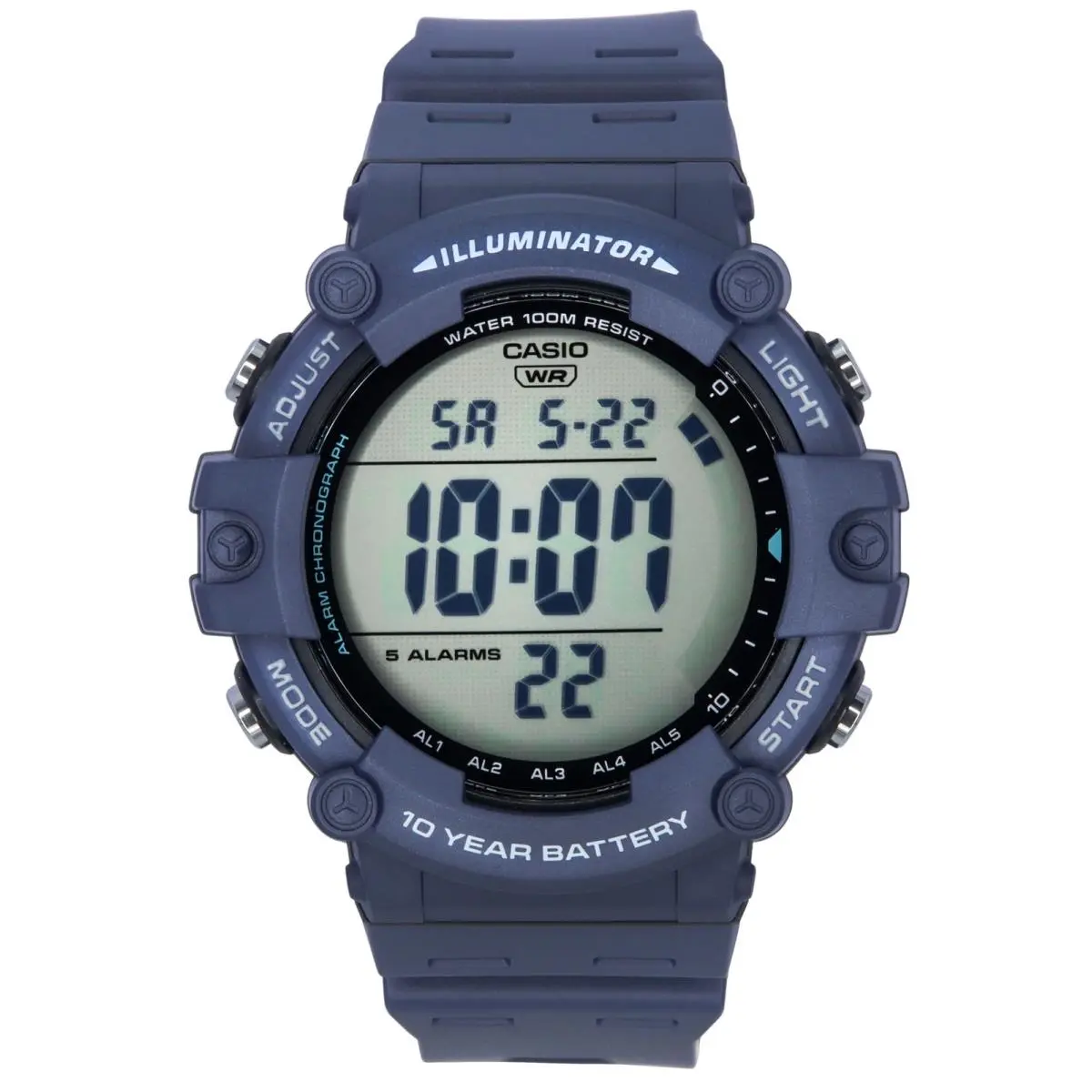 Standard Digital Blue Resin Strap Quartz AE-1500WH-2A 100M Men`s Watch by Casio