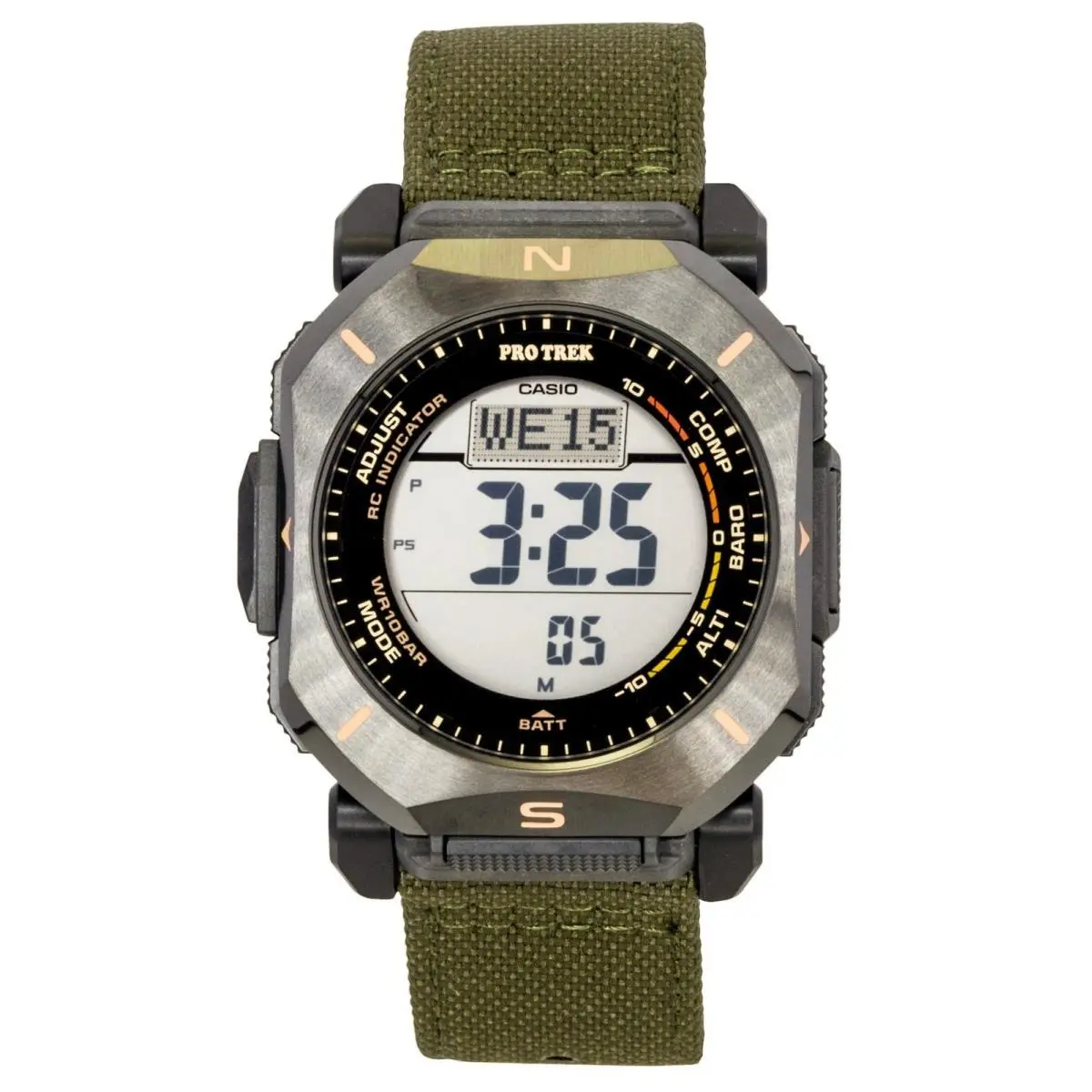 Pro Trek Digital Green Cloth Strap Solar PRW-69YB-3 100M Men`s Watch by Casio