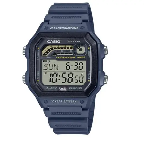 Casio Men`s Quartz Navy Blue Resin Band Digital Wrist Watch WS-1600H-2AVCF