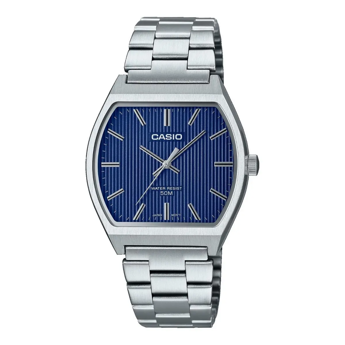 MTP-B140D-2AV Men`s Vintage Square Stainless Steel Blue Dial Analog Watch by Casio