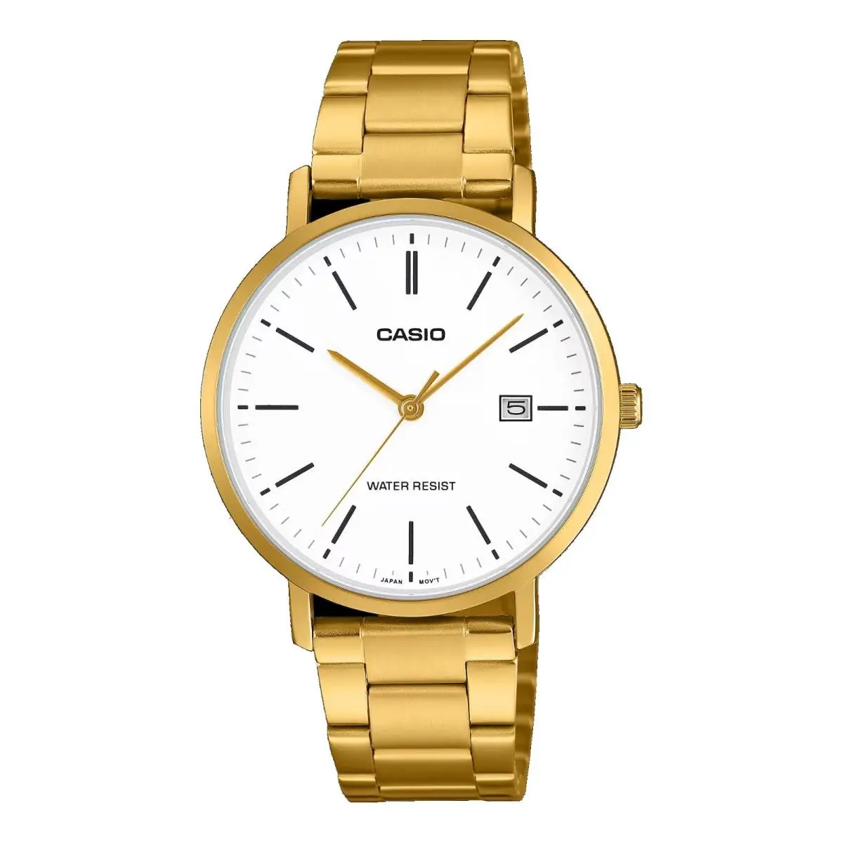 Casio MTP-VT05G-7E Men`s Gold Tone Stainless Steel Minimalistic White Dial Watch