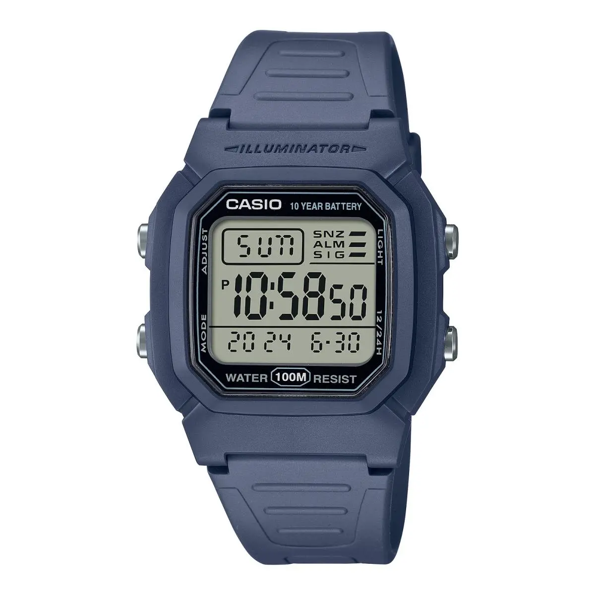 W-800H-2AVDF Men`s Digital Sports Watch General Blue Resin Strap 100M by Casio