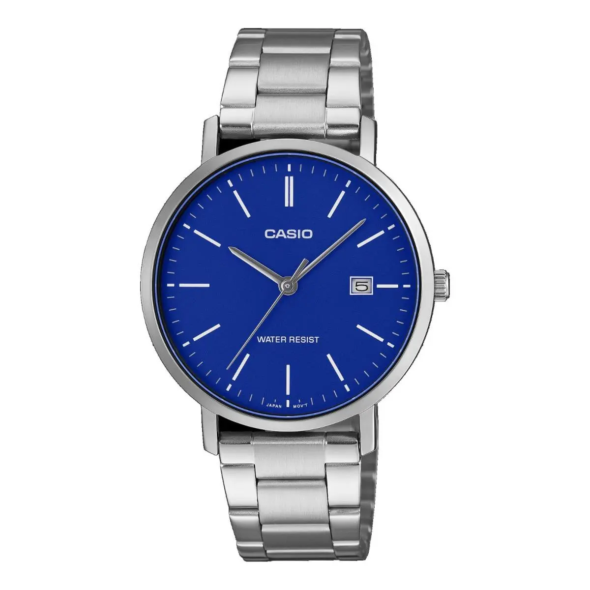 Casio MTP-VT05D-2E Men`s Stainless Steel Minimalistic Blue Dial Date Watch