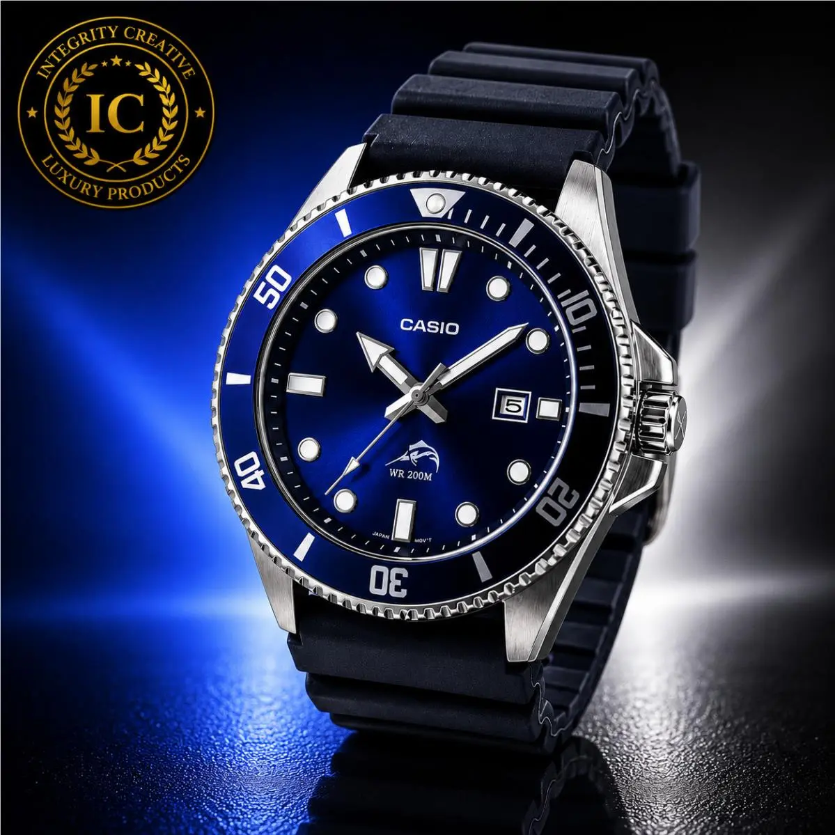 Men`s  Analog Watch Stainless Steel Nautical Diver Series Blue Dial Wrist by Casio
