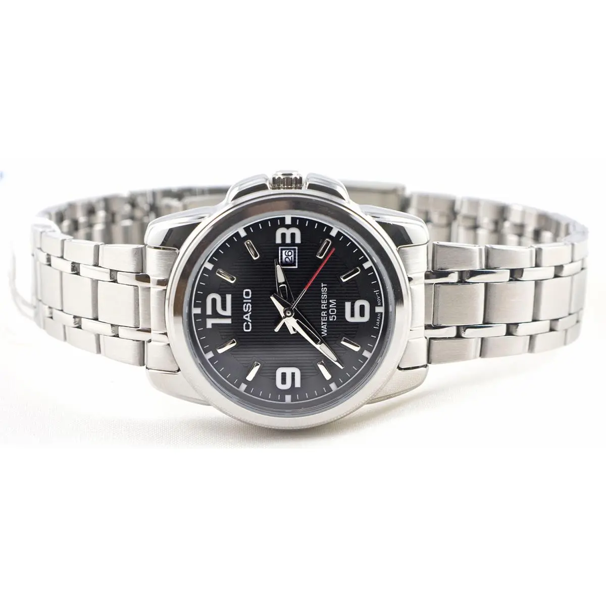 LTP-1314D-1AV Ladies Black Watch Stainless Steel Band Date Display by Casio