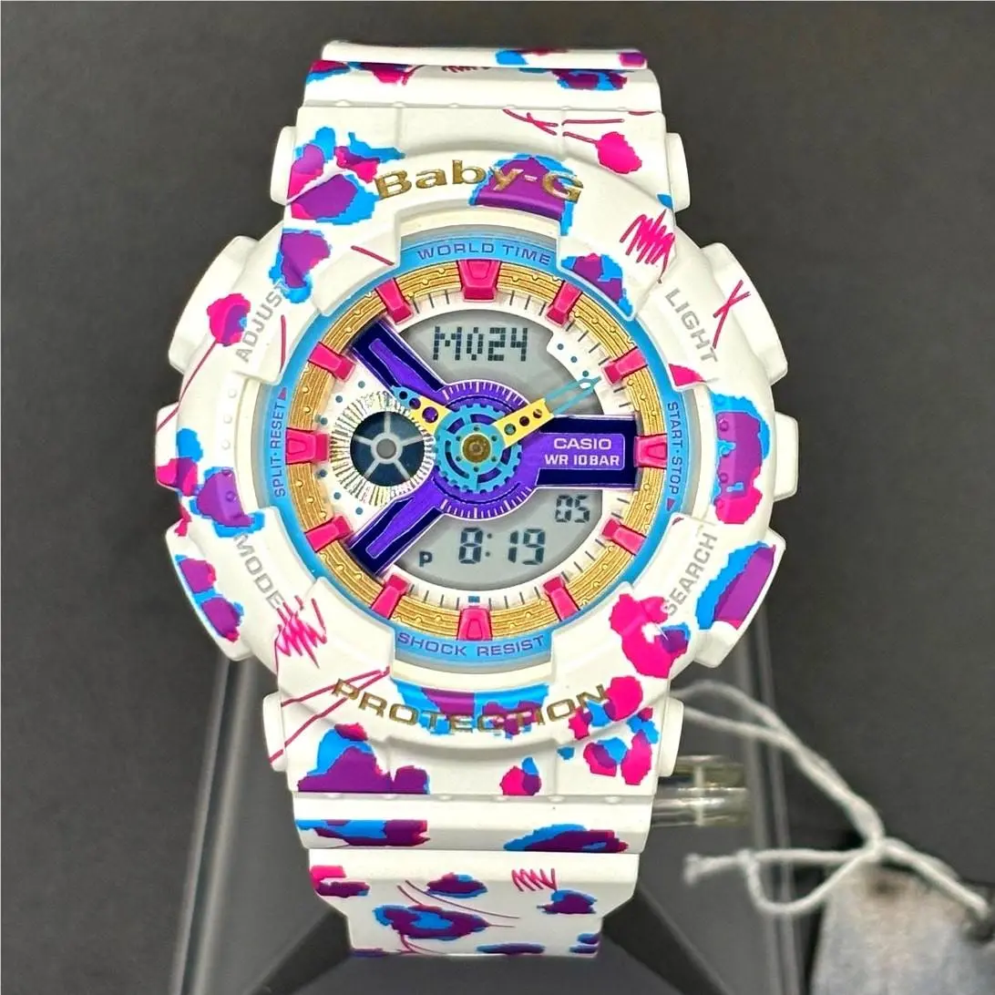 Baby-g BA-110FL-7A Flower Leopard Analog Digital Watch Nibwt by Casio