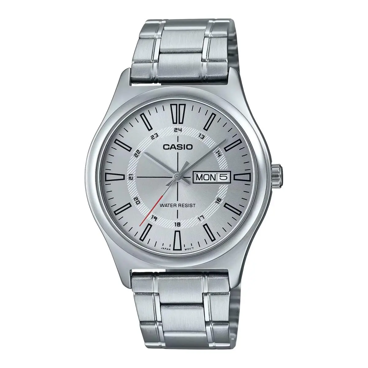 Men’s Silver Dial Day Date Analog Watch with Bracelet - MTP-V006D-7CUDF by Casio