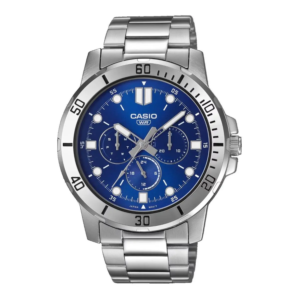 Casio MTP-VD300D-2E Men`s Stainless Steel Multi-function Blue Dial Analog Watch
