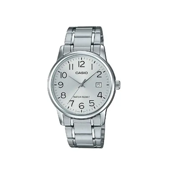 Casio Casual Analog Display Silver Band Silver Dial Men`s MTP-V002D-7BUDF Watch