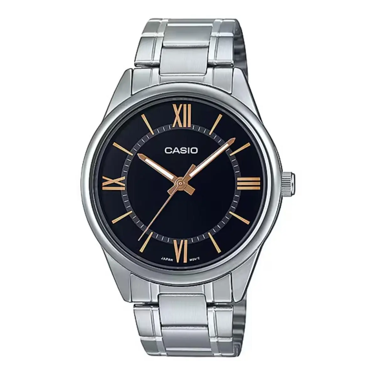 Men’s Silver Stainless Steel Watch with Black Dial - MTP-V005D-1B5UDF by Casio