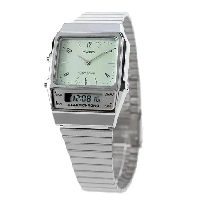 Classic AQ-800E-3ADF Ana-digi Mint Green Steel Unisex Watch Japan by Casio